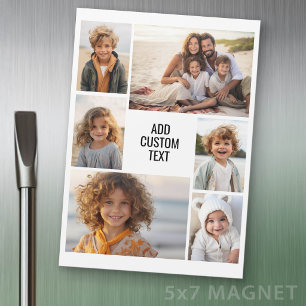 6 Photo Collage - White with Black Text Magnet