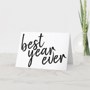 6 Photo Collage with Best Year Ever Black White Holiday Card