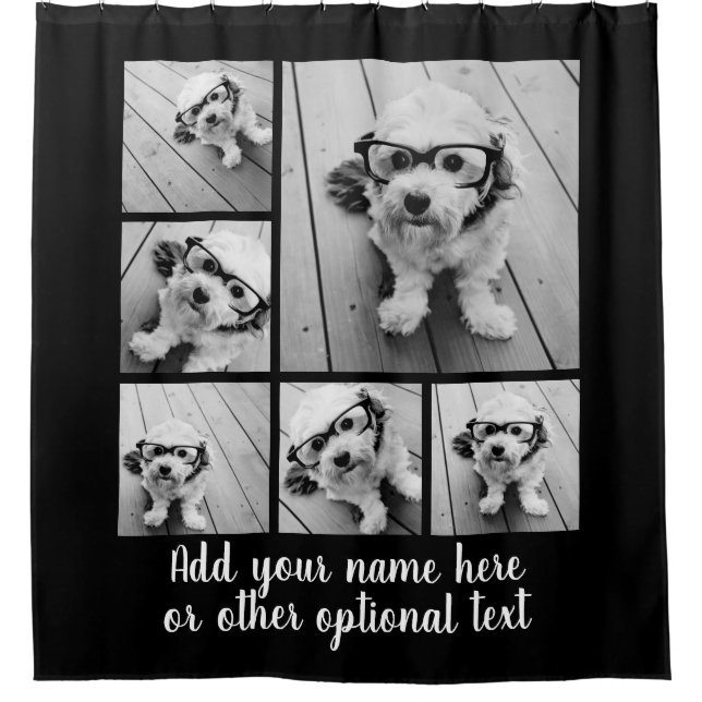 6 Photo Collage with Single Pink Monogram (Front)