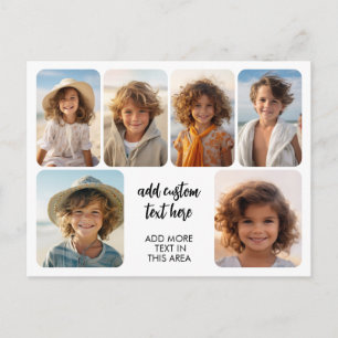 6 Photo Collage with trendy bounce script - white Postcard