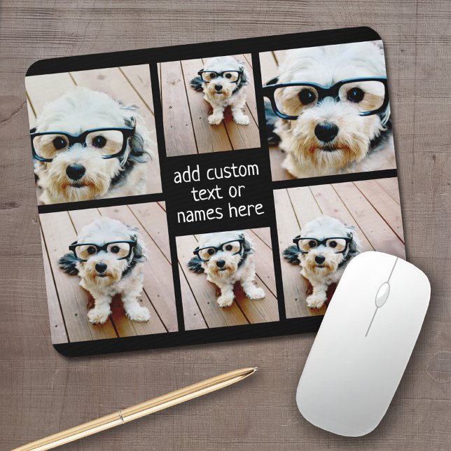 6 Photo Collage - you can change background colour Mouse Pad (Personalized Mousepad - Add Your Photos and Text)