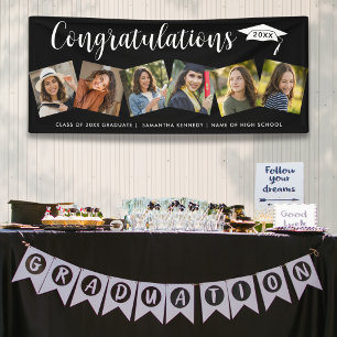6 Photo Congrats Graduate 2026 Graduation Black Banner