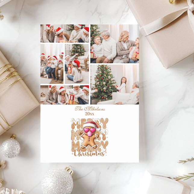 6 Photo Cute Gingerbread  Merry Christmas  Holiday Card (Creator Uploaded)