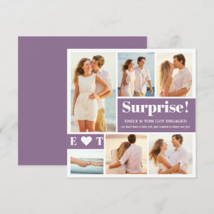 6 Photo Dusty Purple Engagement Announcement