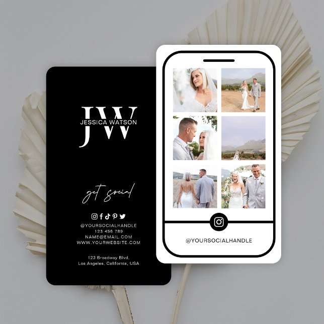 6 Photo Feed Grid Instagram Modern Logo Minimalist Business Card (Creator Uploaded)