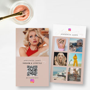 6 Photo Feed Grid Social Media QR Code Business  Business Card