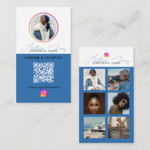6 Photo Feed Grid Social Media QR Code  Business Card