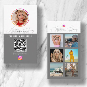6 Photo Feed Grid Social Media QR Code   Business Card