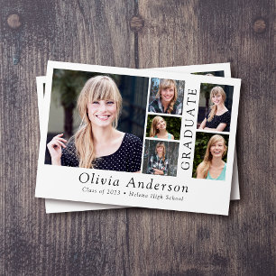 6 Photo Minimalist Graduate Thank You Card