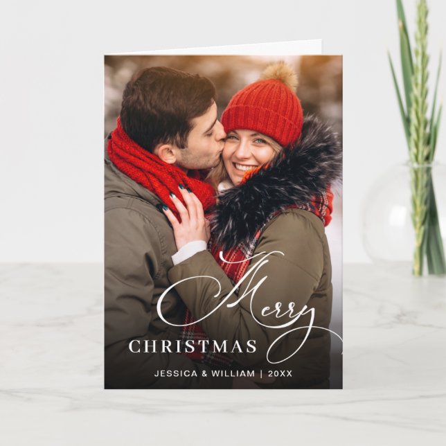6 PHOTO Modern Merry Christmas Greeting Holiday Card (Front)