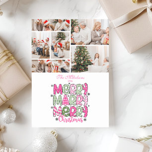 6 Photo Pink Green Merry Christmas Holiday