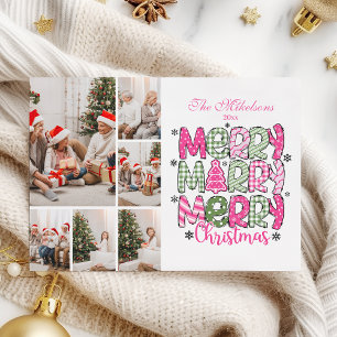 6 Photo Pink Green Merry Christmas Holiday