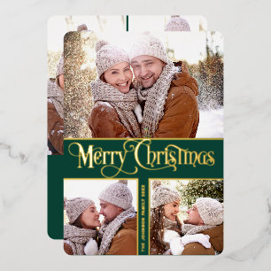 6 PHOTO Simply Elegant Sparkle Christmas Gold Foil Holiday Card