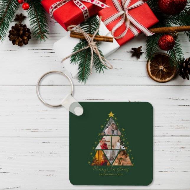 6 Photo Tree Shape Christmas gift for her Keychain (Creator Uploaded)