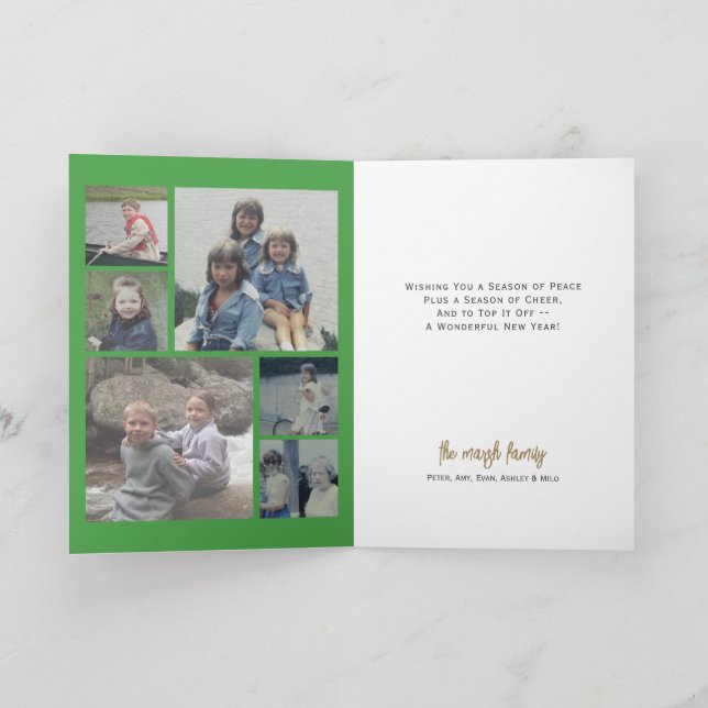 6 Photo - Warmest Wishes Christmas Tree Ornaments Holiday Card (Inside)