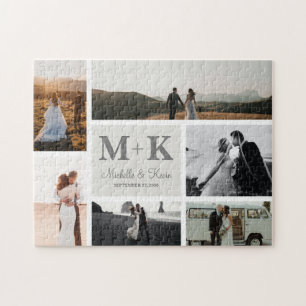 6 Photo Wedding Collage Newlyweds Keepsake Jigsaw Puzzle