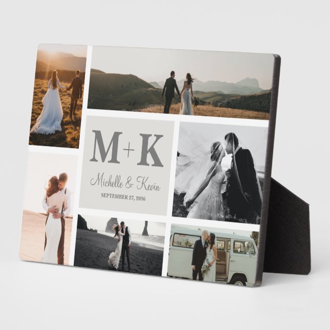 6 Photo Wedding Collage Newlyweds Keepsake Plaque (Side)