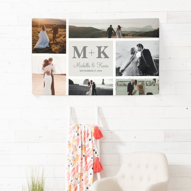 6 Photo Wedding Collage Newlyweds Wedding Banner (Insitu)