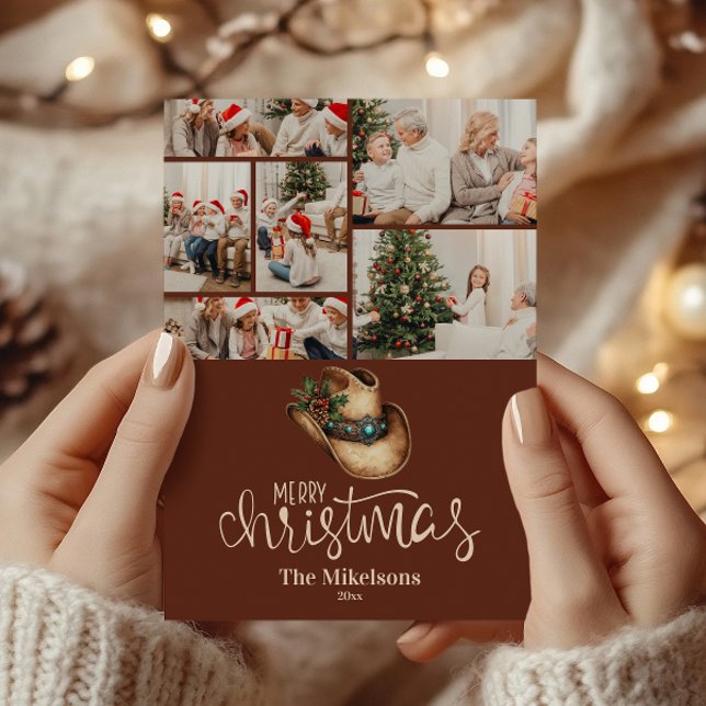 6 Photo  Western Cowboy Hat Christmas Holiday Card (Creator Uploaded)