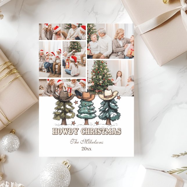 6 photo Western Howdy Christmas Holiday Card (Creator Uploaded)
