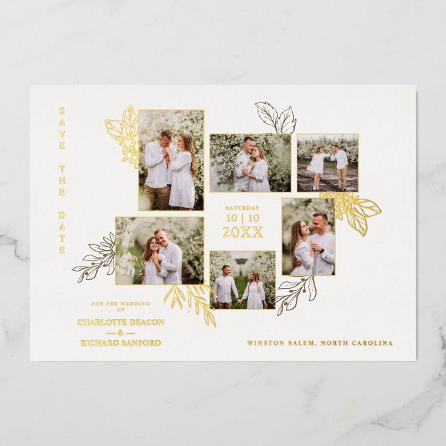 6 Photos Collage Wedding Botanical Branches Frame (Front)