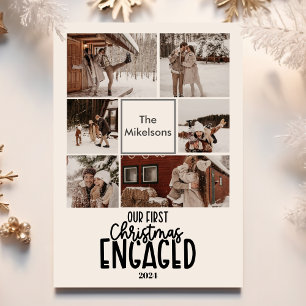 6 Photos  First Christmas Engaged Holiday Card