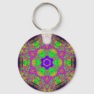 6-point blue star groovy psychedelic keychain