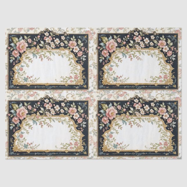  6 Pretty Vintage Ornate Panel Tissue Papers Paper (Front)