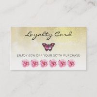 *~* 6 Punch Hole Flowers Butterfly Loyalty Card