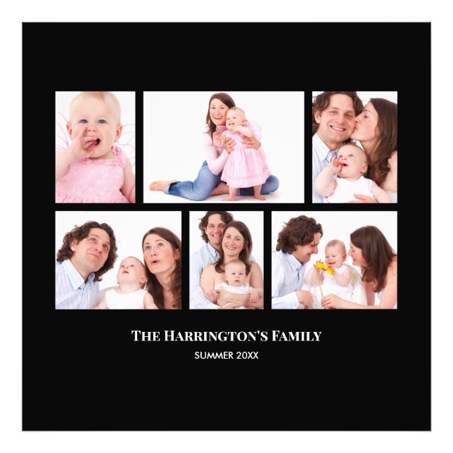 6 Sections Custom Photo Black Frames (Front)