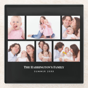 6 Sections Custom Photo Black Frames Glass Coaster