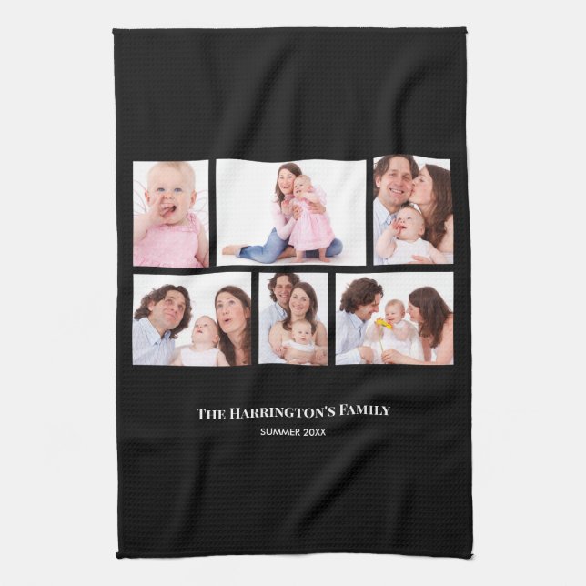 6 Sections Custom Photo Black Frames Kitchen Towel (Vertical)