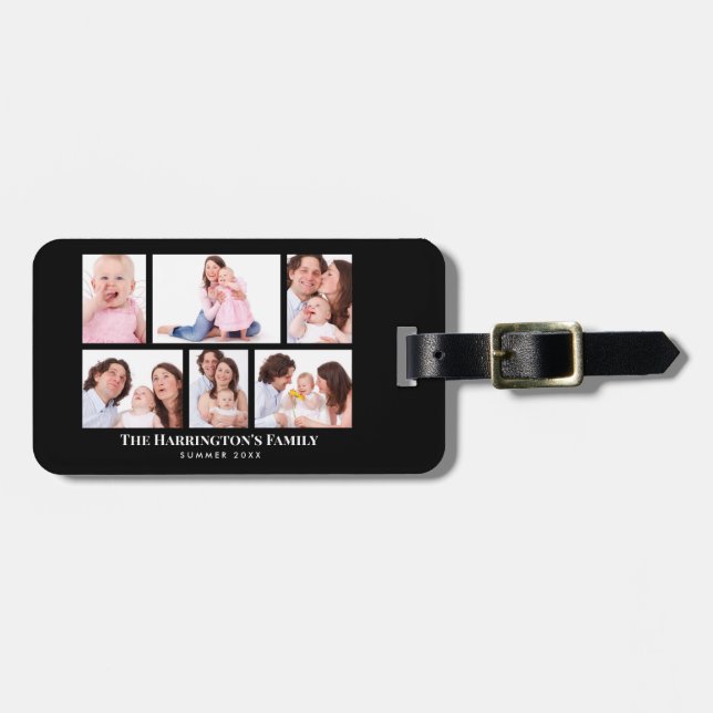 6 Sections Custom Photo Black Frames Luggage Tag (Front Horizontal)