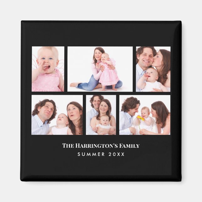6 Sections Custom Photo Black Frames Magnet (Front)