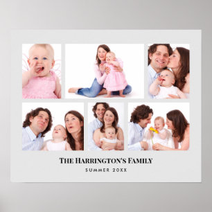 6 Sections Custom Photo Minimalist Gray Frames Poster