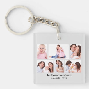 6 Sections Custom Photo Minimalist Grey Frames Keychain