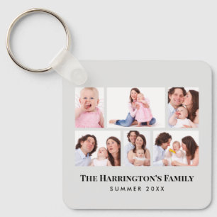 6 Sections Custom Photo Minimalist Grey Frames Keychain