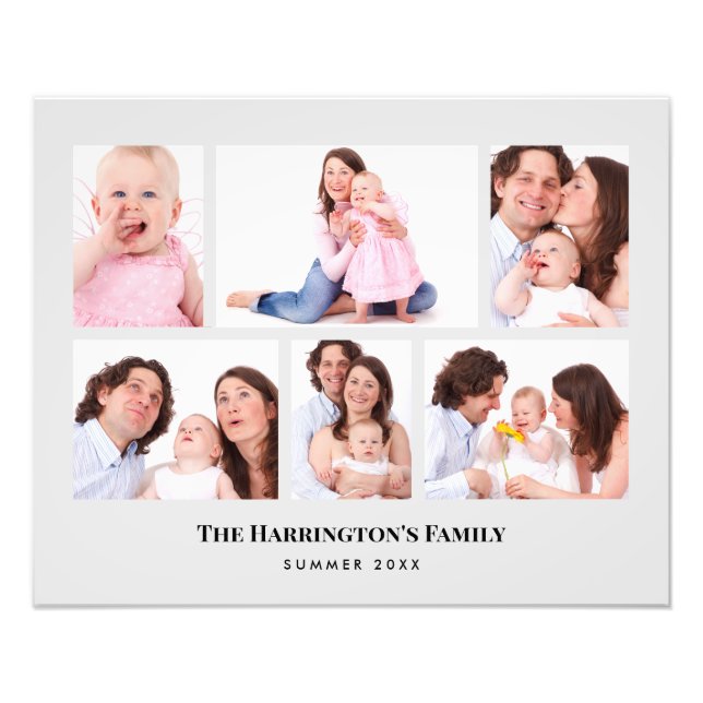 6 Sections Custom Photo Minimalist Grey Frames Print (Front)