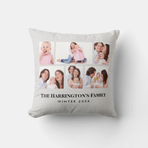 6 Sections Custom Photo Minimalist Grey Frames Throw Pillow