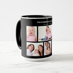 6 Sections Custom Photo Simple Elegant Black Frame Mug
