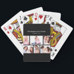 6 Sections Custom Photo Simple Elegant Black Frame Playing Cards<br><div class="desc">Lovely arrangement of six family photos in simple elegant minimalist collage divided in 3 sections on top and 3 sections on the lower side with texts on the lower side. Personalize it with your own family (friends or reunion) photos and texts. Perfect a custom made memorable gift for your loved...</div>