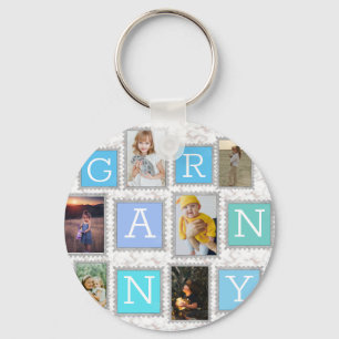 6 Six Photo Collage Cute Baby Family Love Granny Keychain