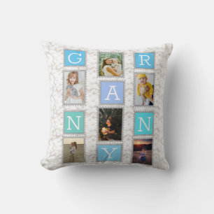 6 Six Photo Collage Cute Baby Family Love Granny Throw Pillow