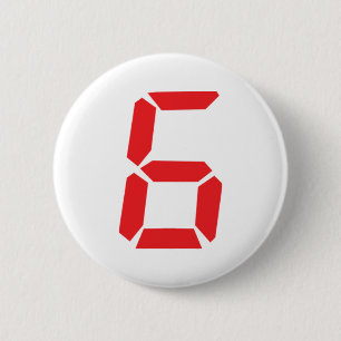 6 six red alarm clock digital number 2 inch round button
