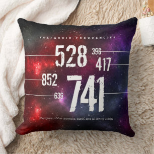 6 Solfeggio Frequencies on Cosmic Dust Starfield Throw Pillow