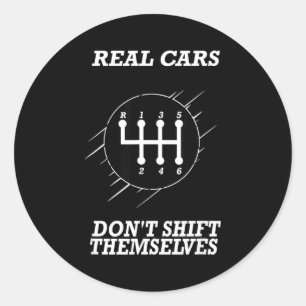 6 Speed Manual Transmission Shift Pattern  Classic Round Sticker