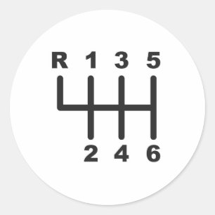 6 Speed Shift Gate Classic Round Sticker