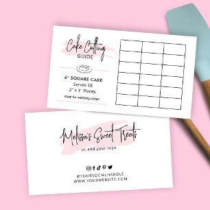 6" Square Cake Cutting Instructions 2x1 Servings Enclosure Card