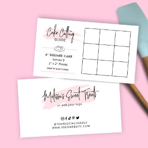 6" Square Party Cake Serving Guide 2x2 Portions Enclosure Card