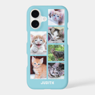 6 Square Pet Photo Collage Robin Egg Blue